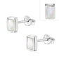 Mother of Pearl Rectangle Silver Stud Earrings