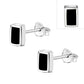 Black Onyx Rectangle Silver Stud Earrings