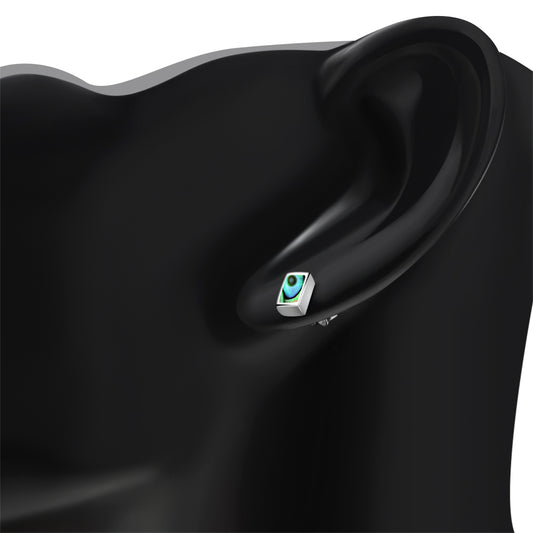 Abalone Shell Rectangle Silver Stud Earrings