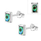 Abalone Shell Rectangle Silver Stud Earrings
