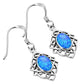 Synthetic Blue Opal Celtic Knot Oval Silver Earrings