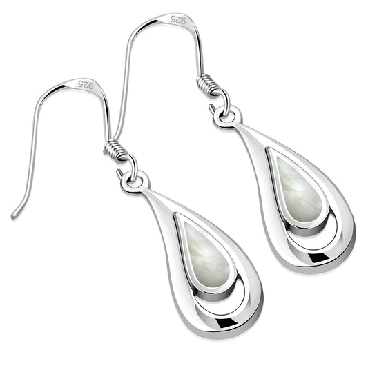 Mother of Pearl Drop Sterling Silver Earrings