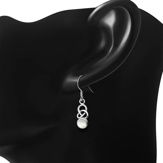Mother of Pearl Celtic Knot Silver Earrings