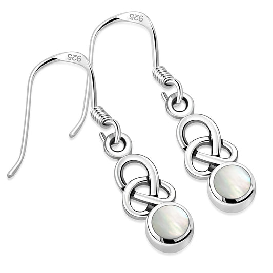 Mother of Pearl Celtic Knot Silver Earrings