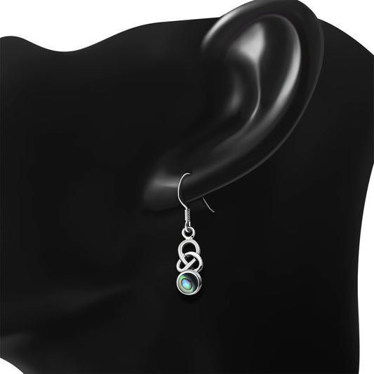 Abalone Shell Celtic Knot Silver Earrings