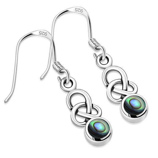 Abalone Shell Celtic Knot Silver Earrings