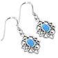 Synthetic Blue Opal Celtic Knot Oval Silver Earrings