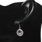 Garnet Round Celtic Knot Silver Earrings