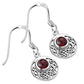 Garnet Round Celtic Knot Silver Earrings