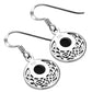 Black Onyx Round Celtic Knot Silver Earrings