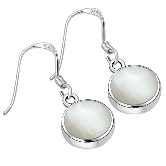 Mother of Pearl Round Sterling Silver Earrings