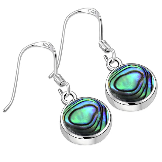 Abalone Shell Round Sterling Silver Earrings