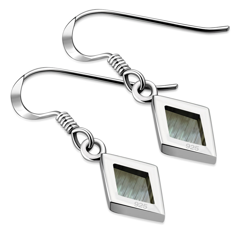 Mother of Pearl Rhombus Shape Silver Earrings