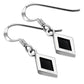 Black Onyx Rhombus Shape Silver Earrings