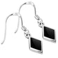 Black Onyx Rhombus Shape Silver Earrings