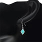 Turquoise Rhombus Shape Silver Earrings