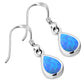 Synthetic Azure Blue Opal Drop Sterling Silver Earrings