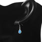 Synthetic Azure Blue Opal Drop Sterling Silver Earrings