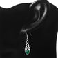 Green Agate Heart Celtic Trinity Silver Earrings