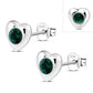 Green Cubic Zirconia Heart Silver Stud Earrings