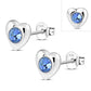 Sapphire CZ Heart Silver Stud Earrings