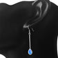 Synthetic Blue Opal Drop Long Sterling Silver Earrings