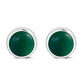 6.50mm | Green Agate Round Silver Stud Earrings