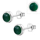 6.50mm | Green Agate Round Silver Stud Earrings