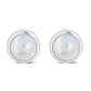 6.50mm | Rainbow Moonstone Round Silver Stud Earrings