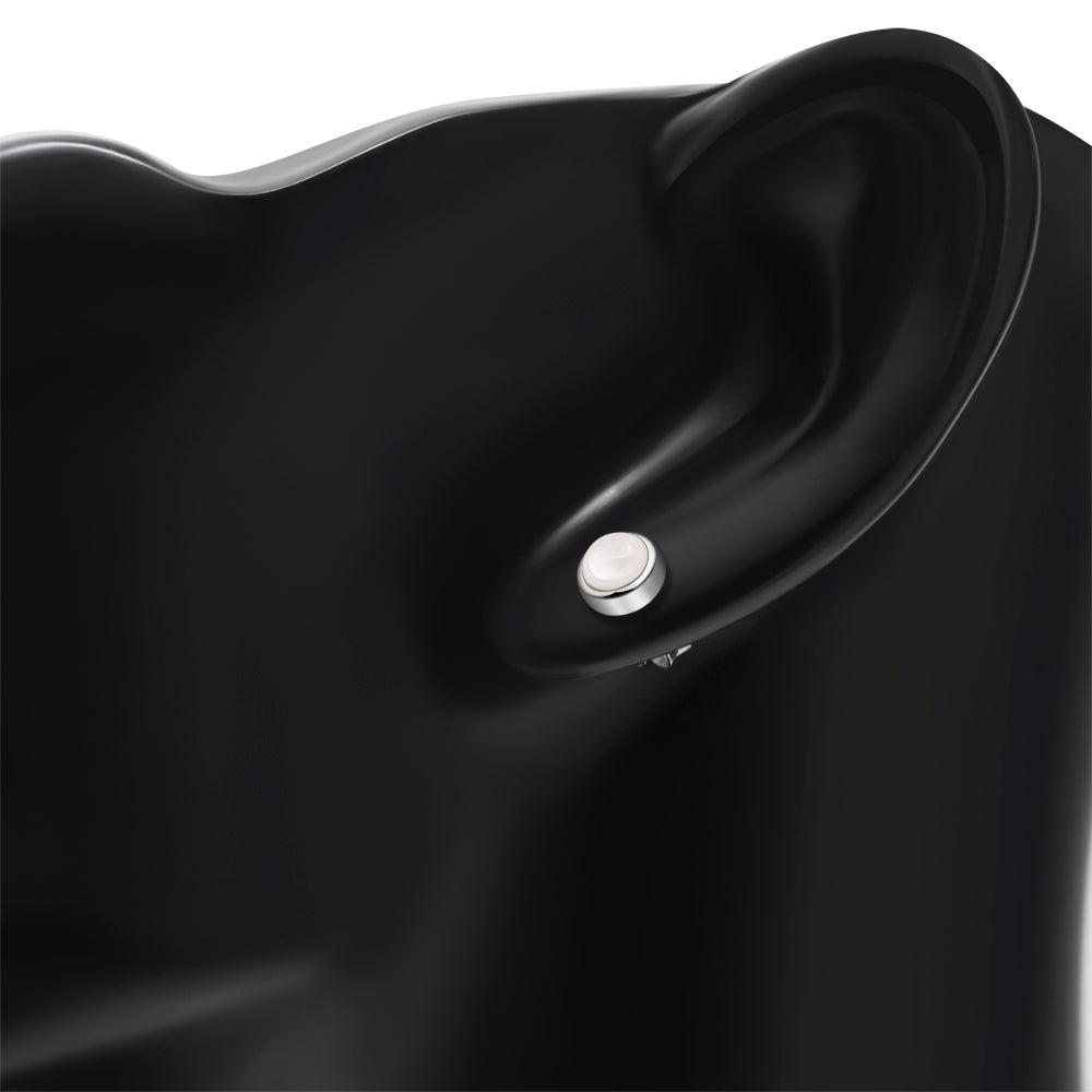 6.50mm | Rose Quartz Pink Stone Round Silver Stud Earrings