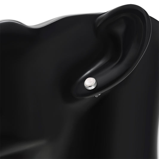 6.50mm | Rose Quartz Pink Stone Round Silver Stud Earrings