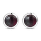 7.50mm | Garnet Stone Round Silver Stud Earrings