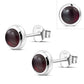 7.50mm | Garnet Stone Round Silver Stud Earrings