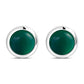 7.50mm | Green Agate Round Sterling Silver Stud Earrings