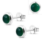 7.50mm | Green Agate Round Sterling Silver Stud Earrings