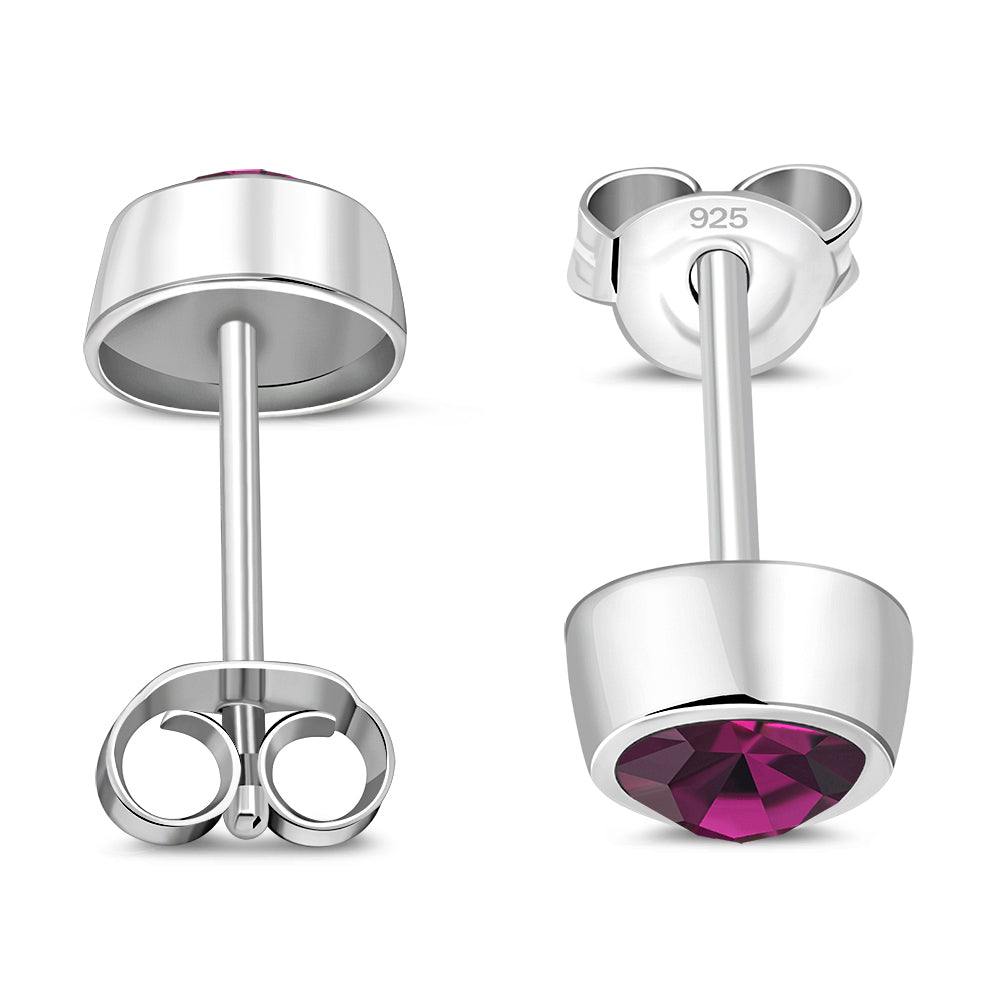 Amethyst CZ Sterling Silver Stud Earrings