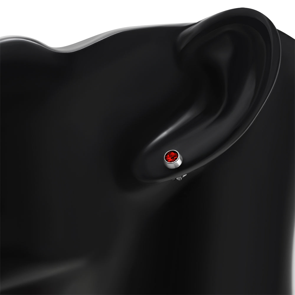 Garnet CZ Sterling Silver Stud Earrings