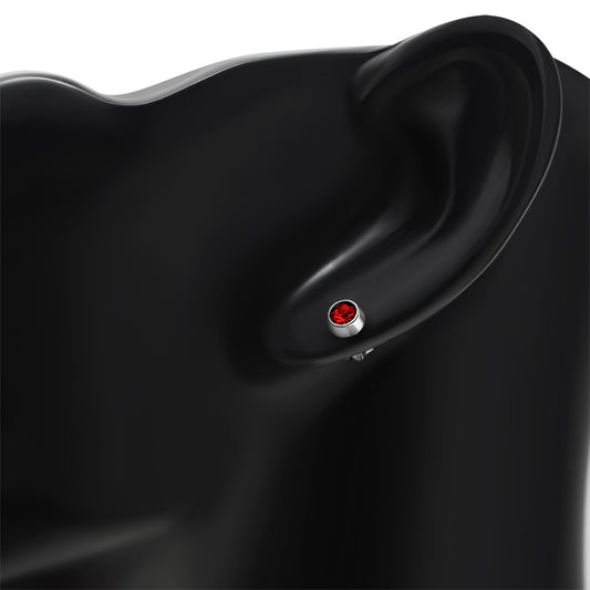 Garnet CZ Sterling Silver Stud Earrings