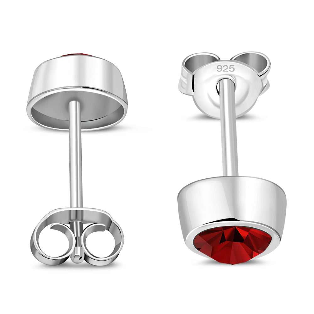 Garnet CZ Sterling Silver Stud Earrings