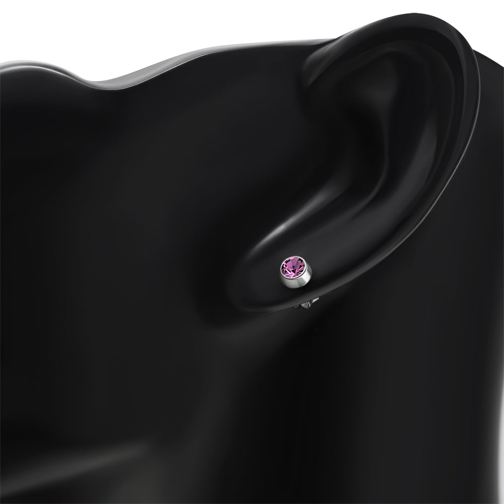 Pink Cubic Zirconia Sterling Silver Stud Earrings