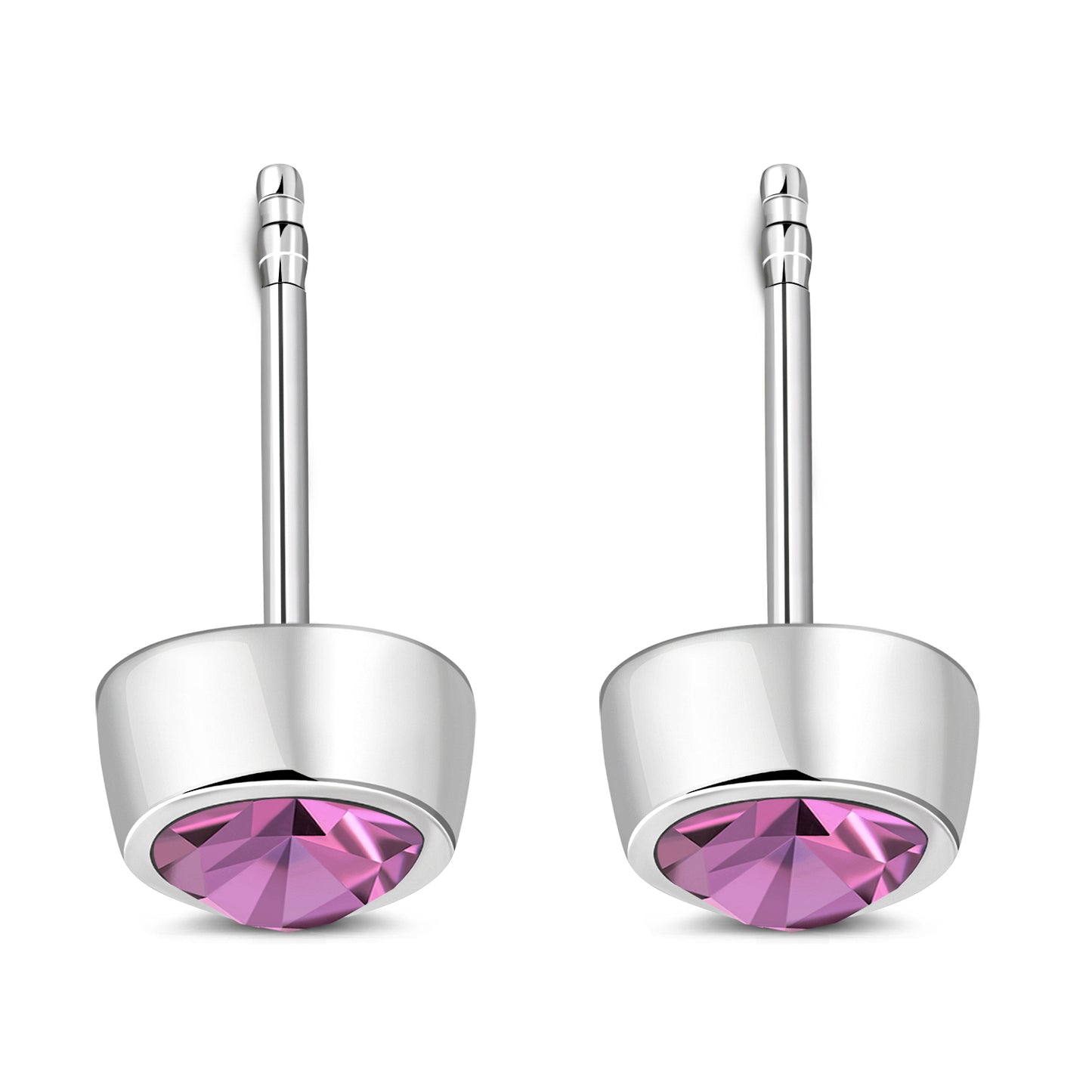 Pink Cubic Zirconia Sterling Silver Stud Earrings