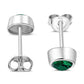 Green Cubic Zirconia Sterling Silver Stud Earrings