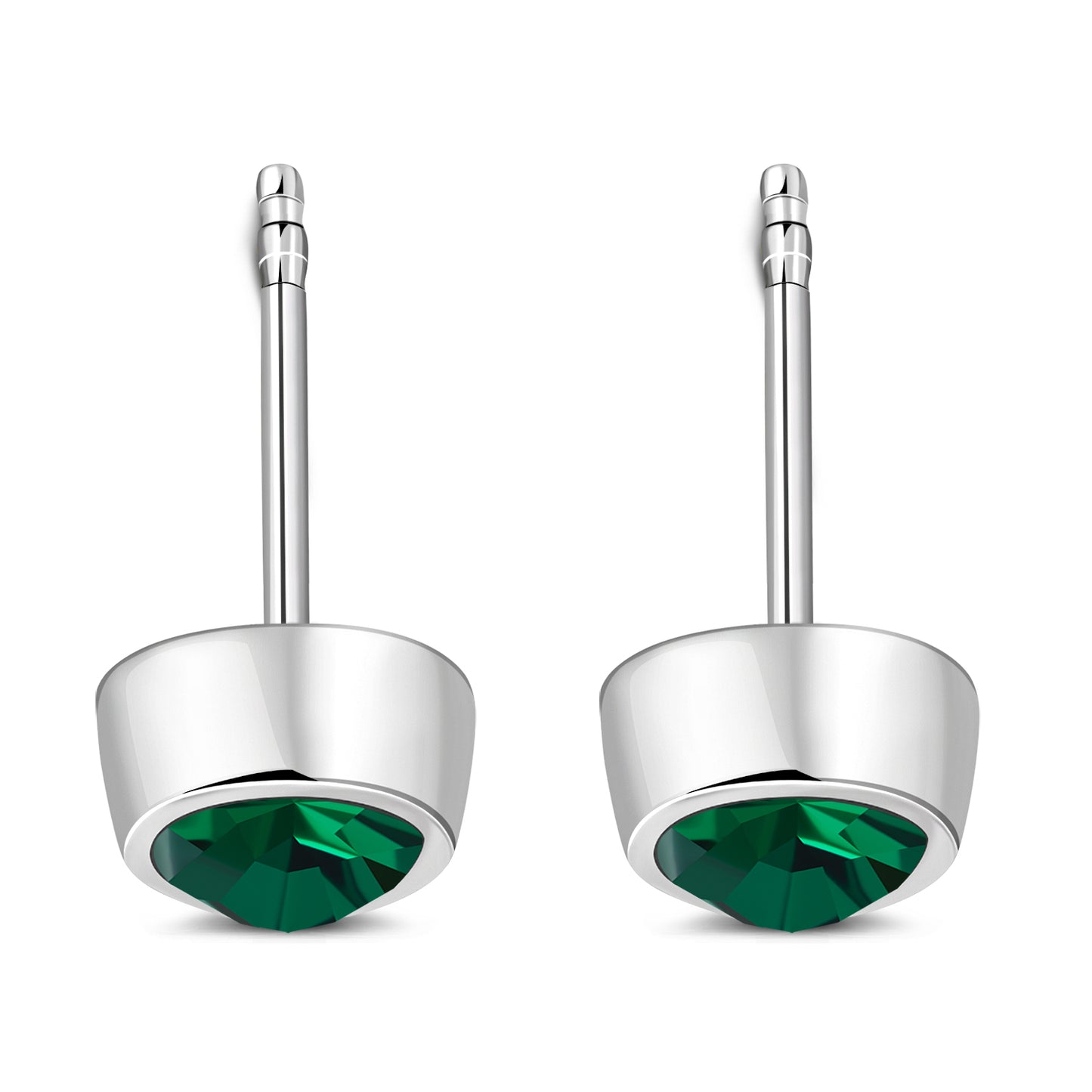 Green Cubic Zirconia Sterling Silver Stud Earrings