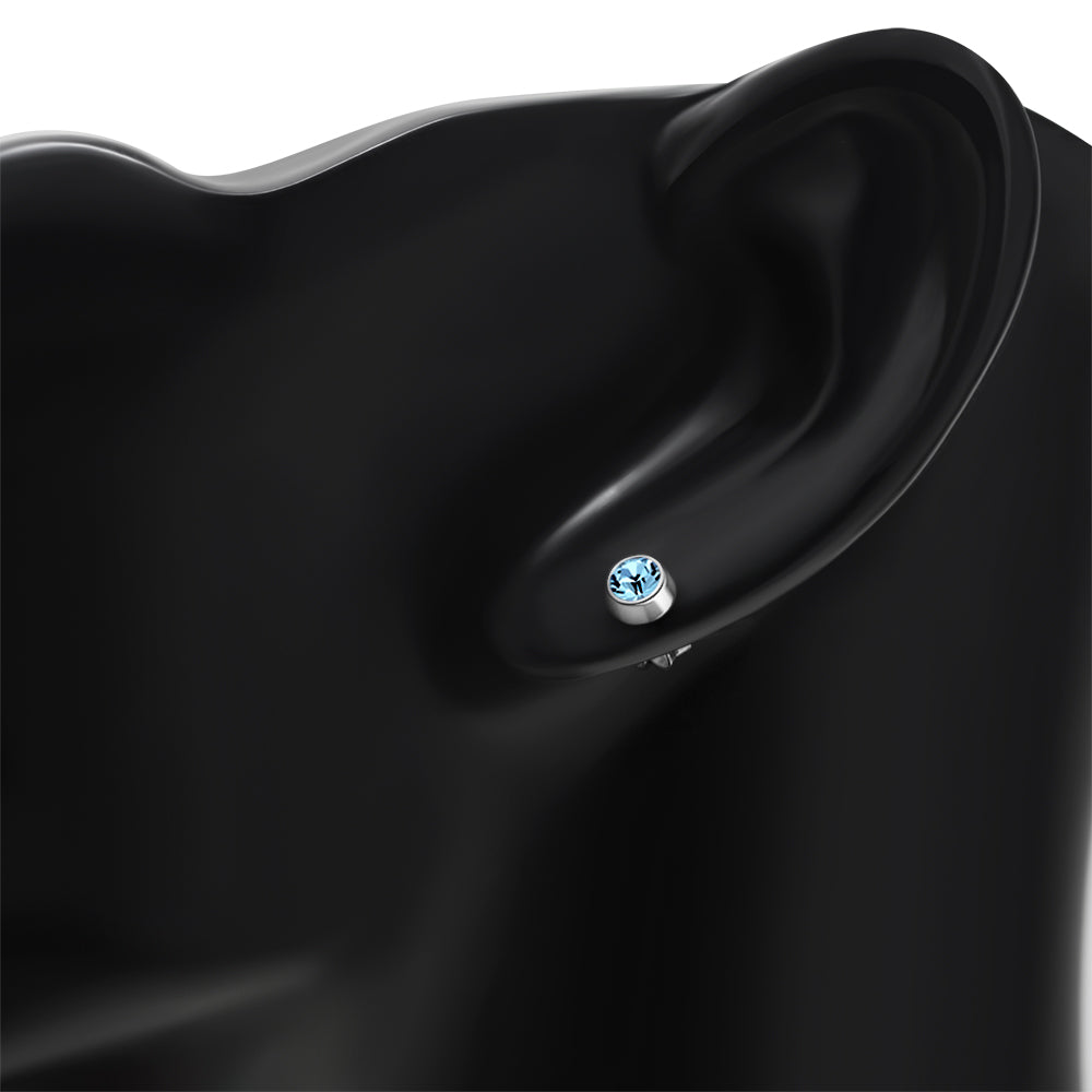 Topaz CZ Round Sterling Silver Stud Earrings