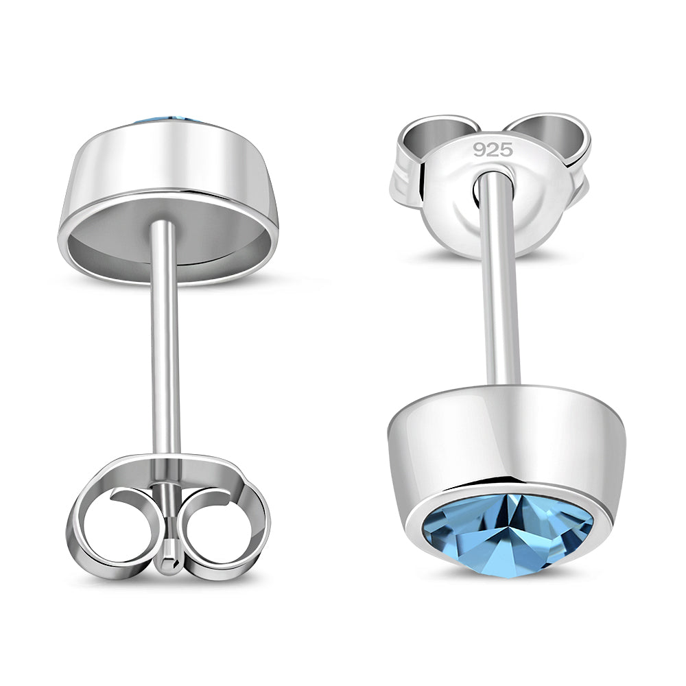 Topaz CZ Round Sterling Silver Stud Earrings