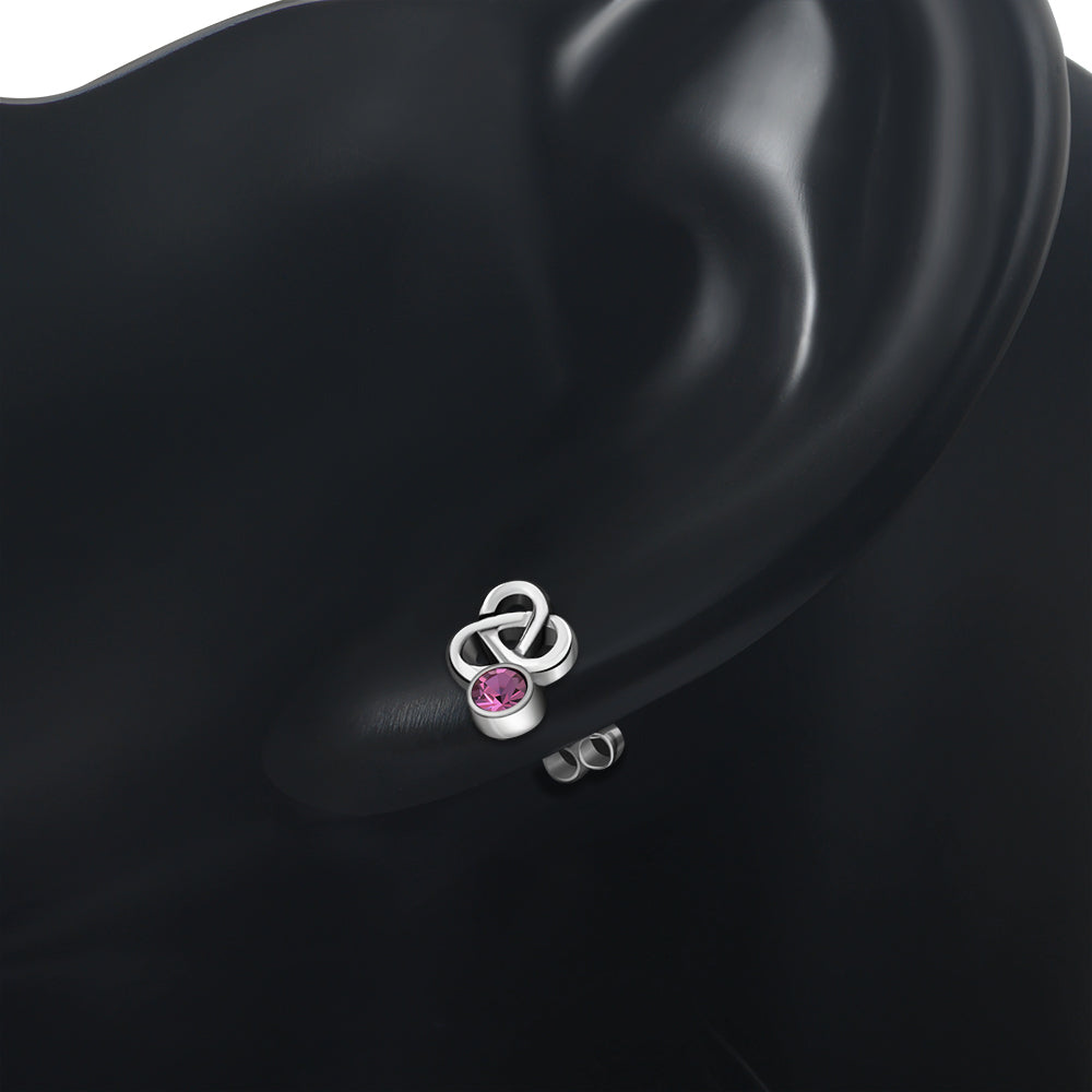 Pink CZ Trinity Sterling Silver Earrings