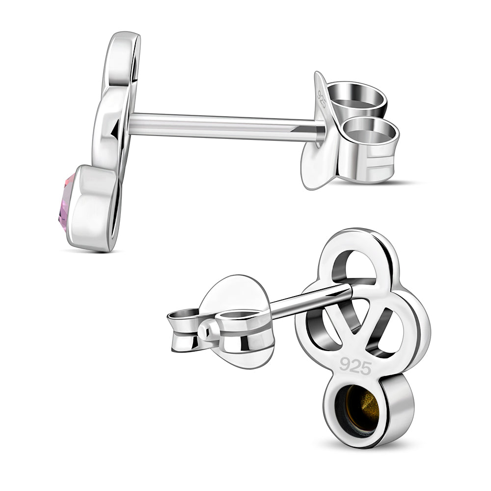 Pink CZ Trinity Sterling Silver Earrings