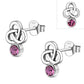 Pink CZ Trinity Sterling Silver Earrings