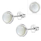 8.00mm | Mother of Pearl Simple Round Silver Stud Earrings
