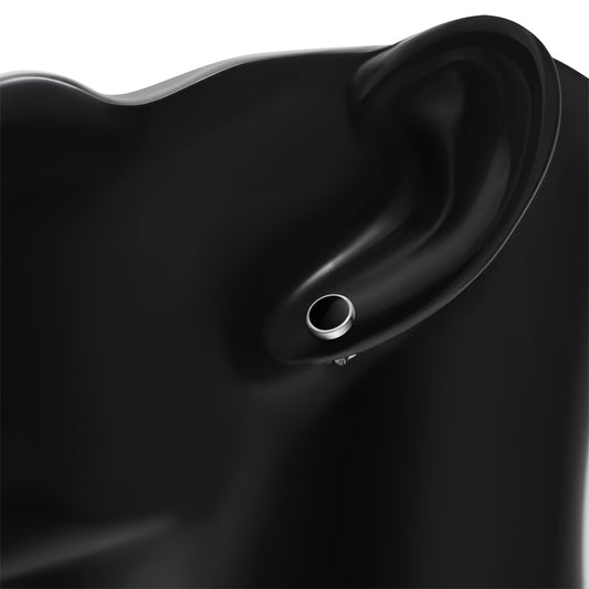 8.00mm | Black Onyx Simple Round Silver Stud Earrings